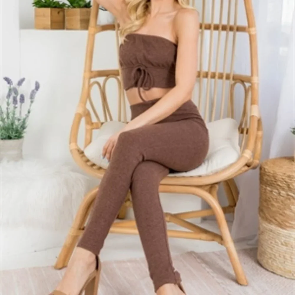 3 piece set BROWN TOP, CARDIGAN, & LEGGINGS SET